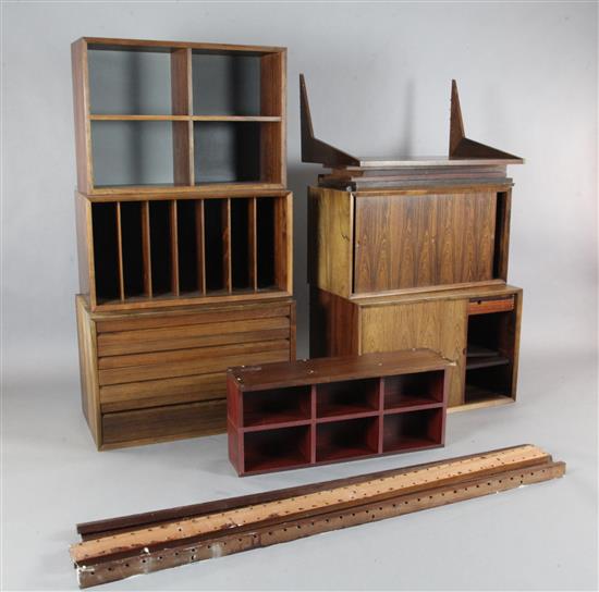 Poul Cadovius (1911-2011). A 1960s Rio rosewood and teak modular wall unit, H.5ft 5in. with CITES certificate